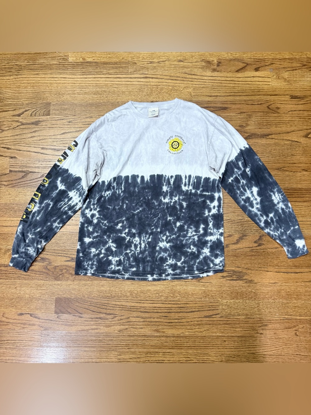 Simply Southern Tie Dye Long Sleeve Shirt Sz Large Doodle Dog Sunflower Sparkle